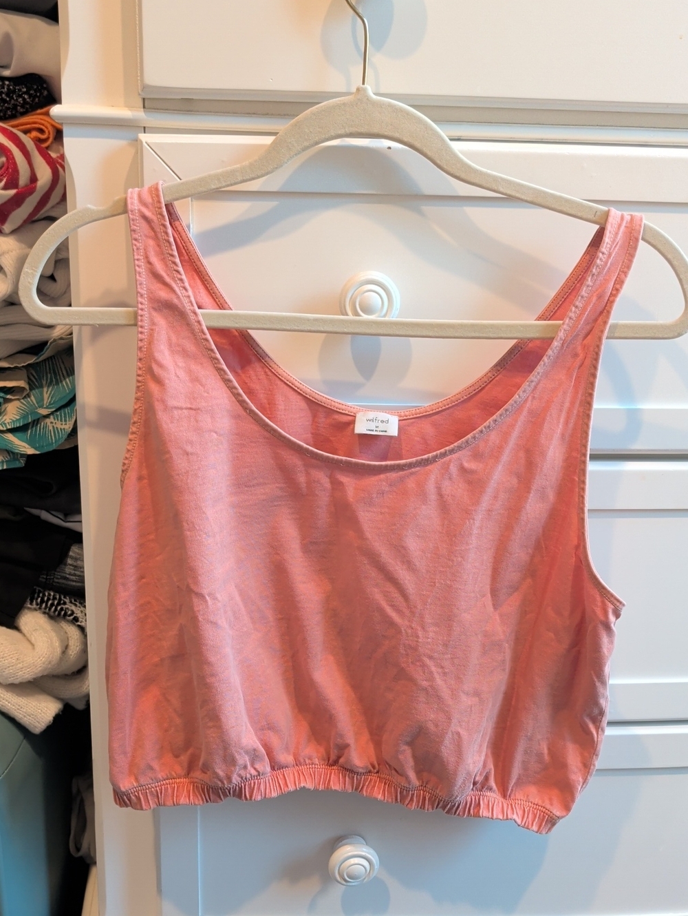 Wilfred Coral Pink Scoop-Neck Cropped Tank M